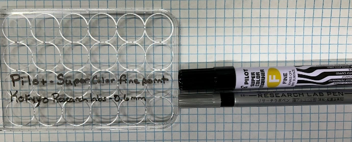 Pilot Super Color and Kokuyo research lab surviving 70% IPA