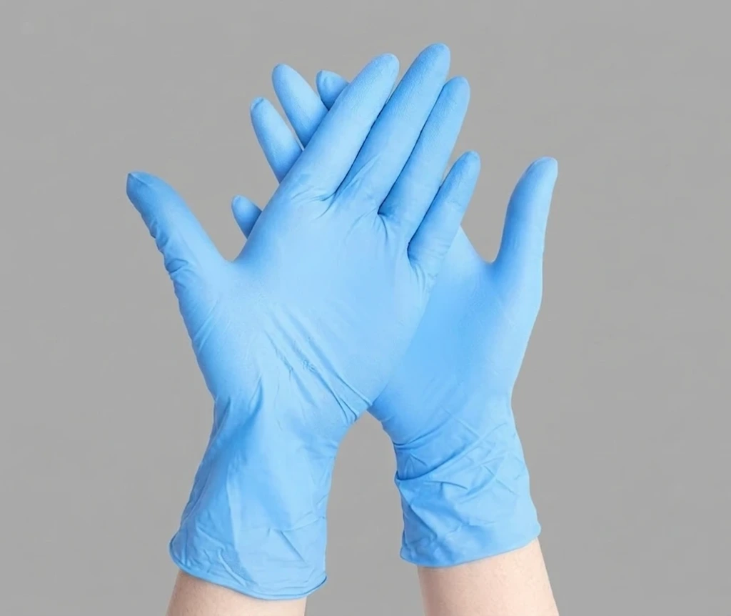 Blue nitrile examination gloves — latex-free lab protection